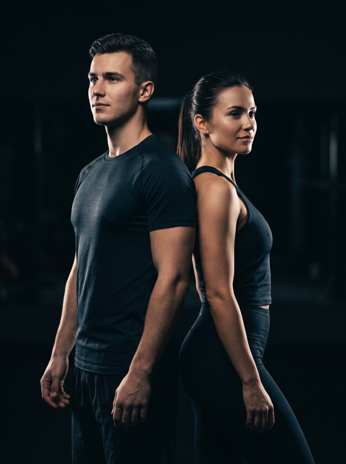 Casal vestindo peças casuais masculina e feminina