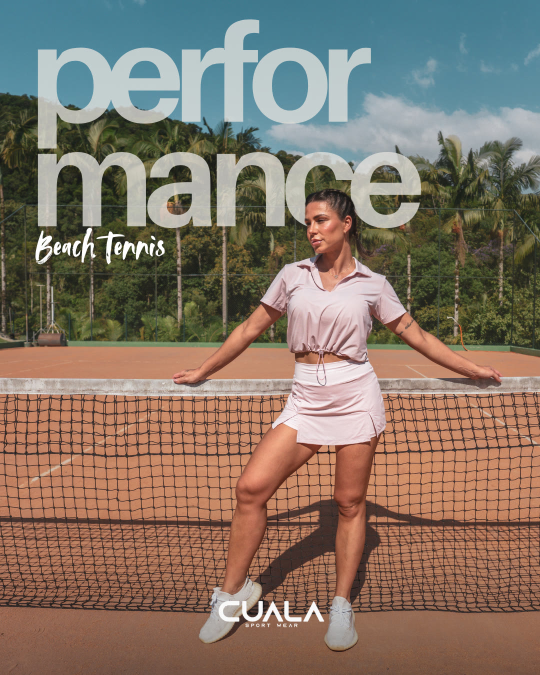 Campanha Performance Beach Tennis da Cuala em quadra de saibro